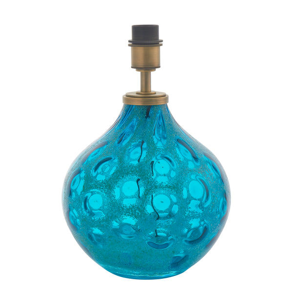 Lightologist Teal artisan glass & matt antique brass plate Base only Table Light WIN1391187