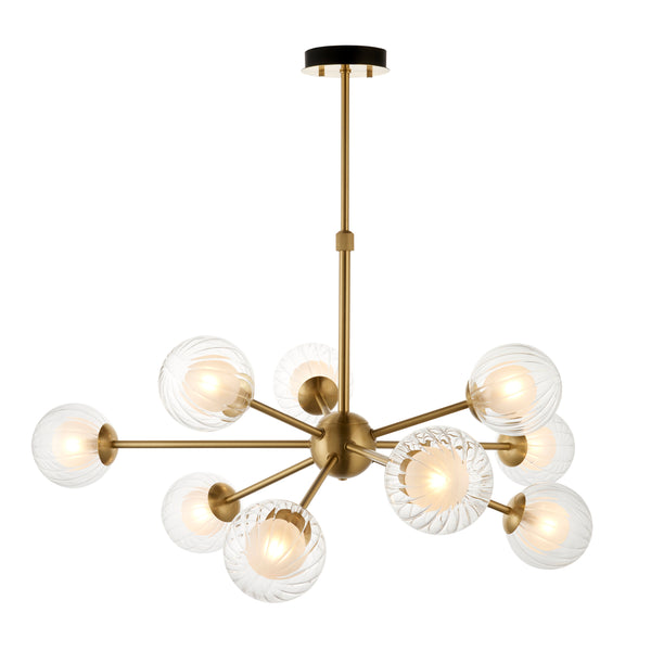 Lightologist Satin brass plate & clear/frosted glass Multi arm glass Pendant Light WIN1396690