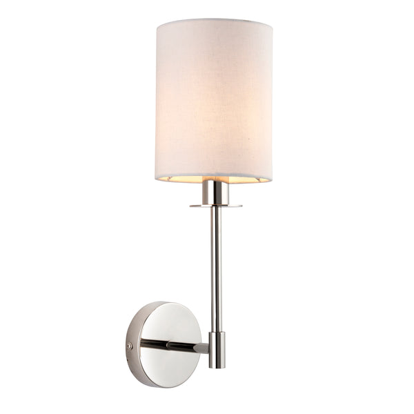 Lightologist Bright nickel plate & vintage white fabric Shade Wall Light WIN1399497