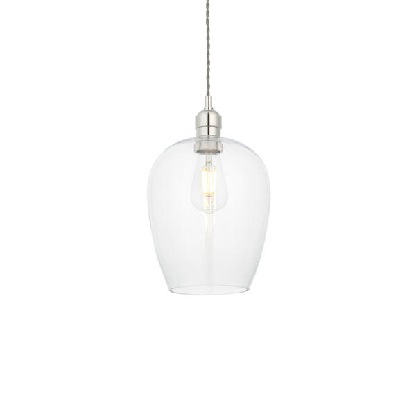 Lightologist Bright nickel plate & clear glass Single Pendant Light WIN13100657