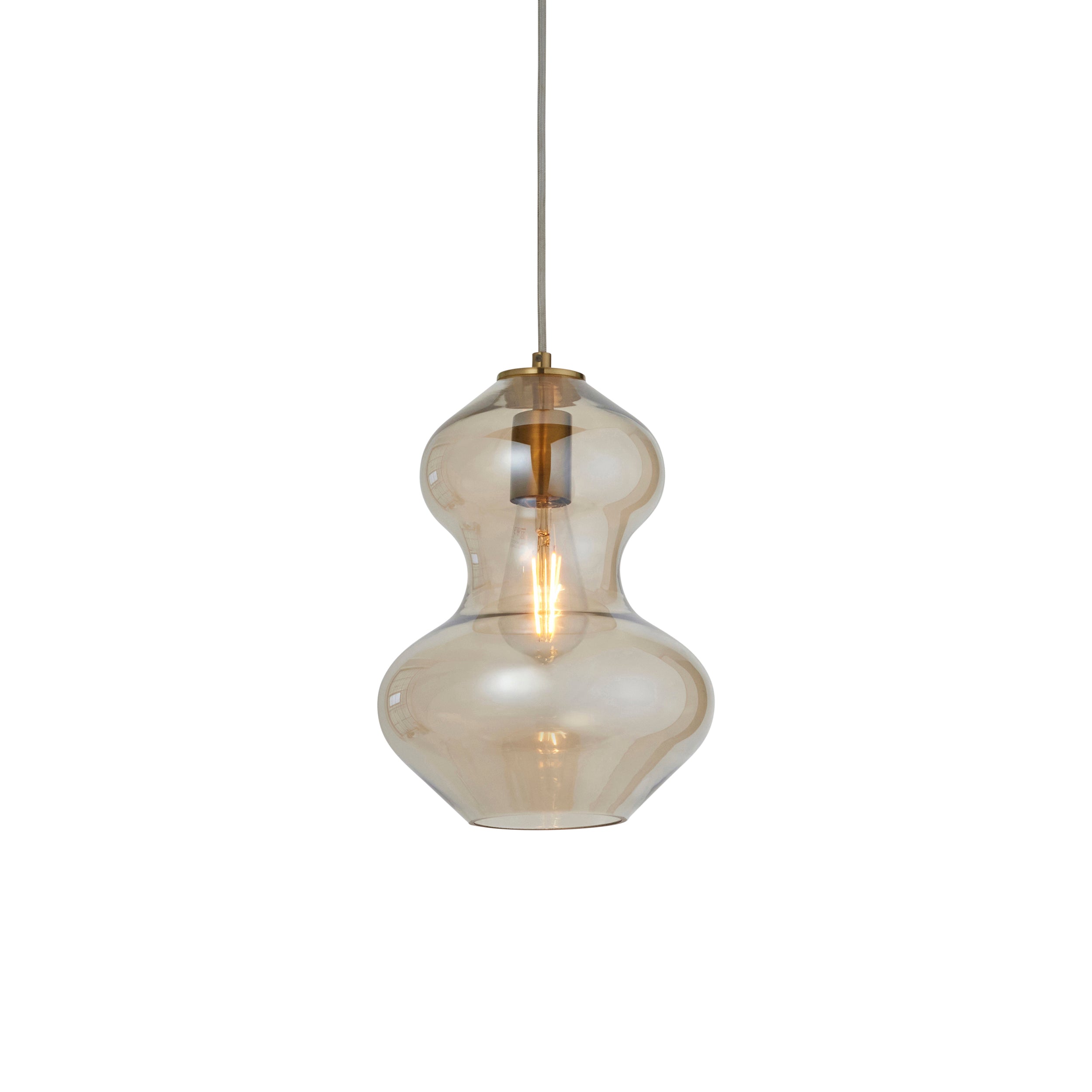 Lightologist Satin brass plate & champagne lustre glass Single Pendant Light WIN13106681