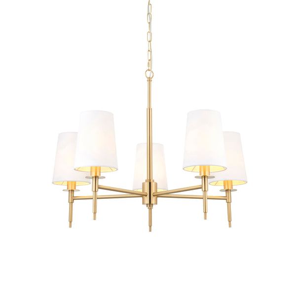 Lightologist Satin brass plate & vintage white fabric Multi arm shade Pendant Light WIN1399458