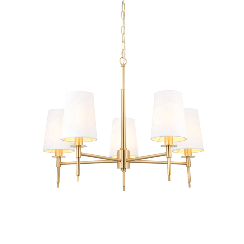 Lightologist Satin brass plate & vintage white fabric Multi arm shade Pendant Light WIN1399458