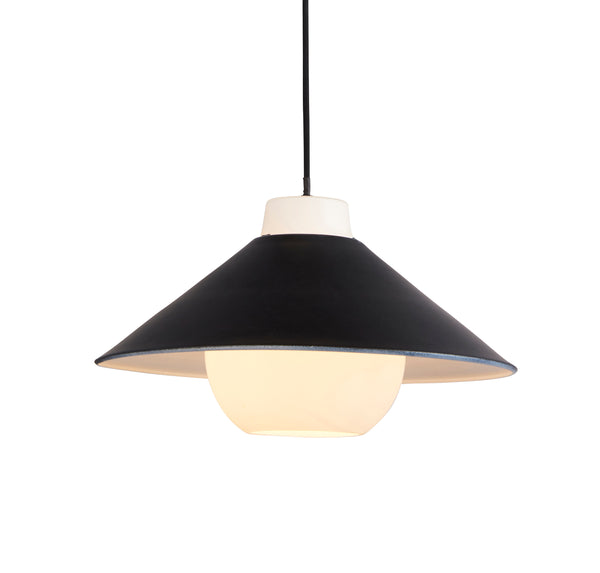 Lightologist Matt black & matt white glass Single Pendant Light WIN1395430