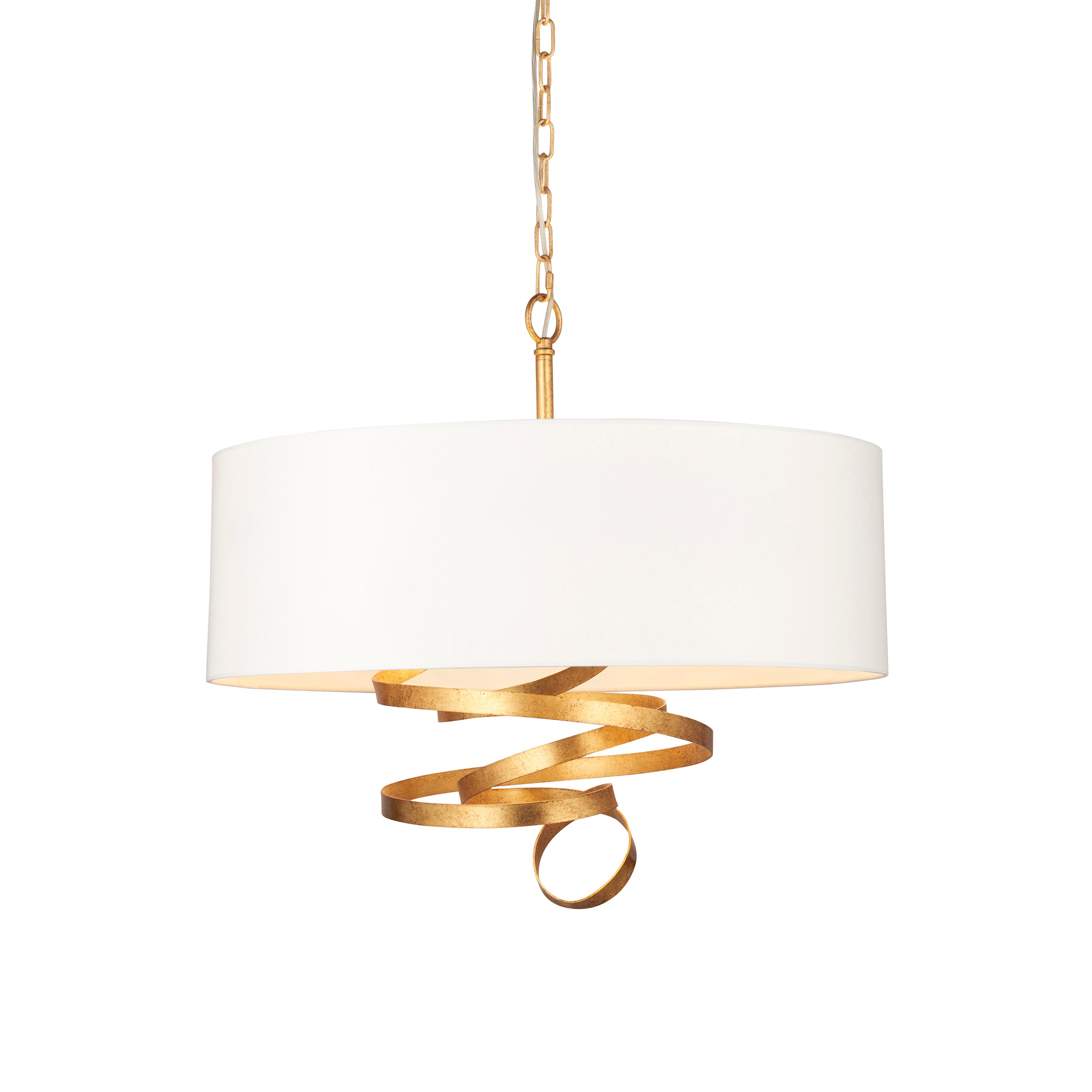 Lightologist Gold leaf & ivory cotton fabric Multi arm lamp Pendant Light WIN1395268