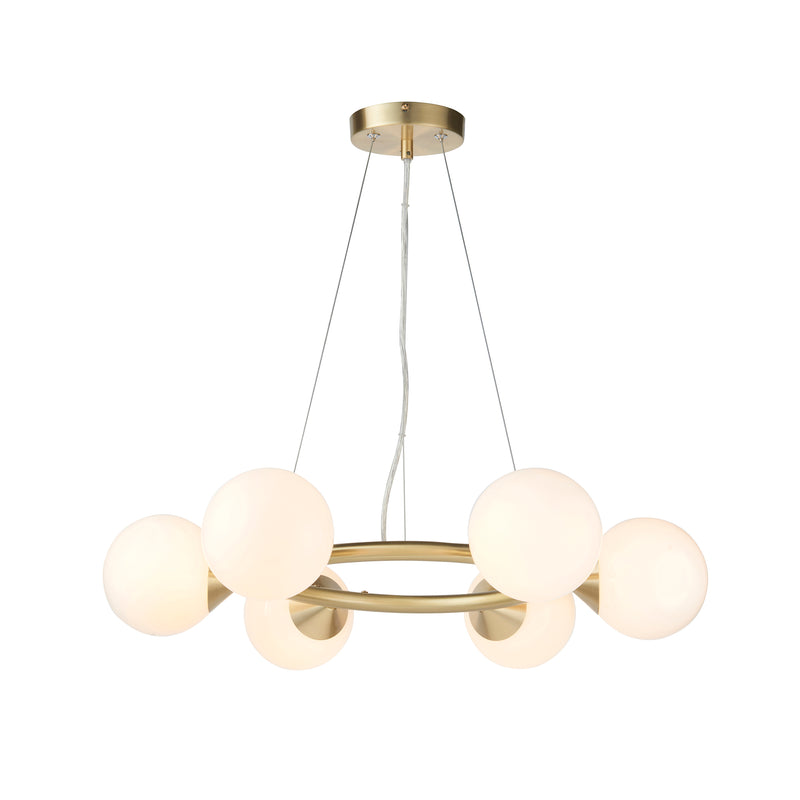 Lightologist Satin brass plate & gloss white glass Multi arm glass Pendant Light WIN13106390