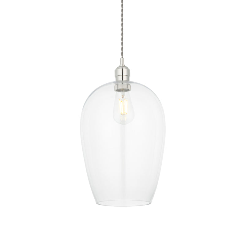 Lightologist Bright nickel plate & clear glass Single Pendant Light WIN13102678