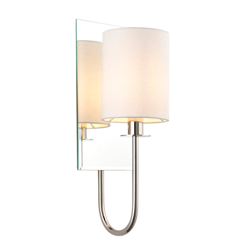 Lightologist Bright nickel plate & vintage white fabric Shade Wall Light WIN1399515