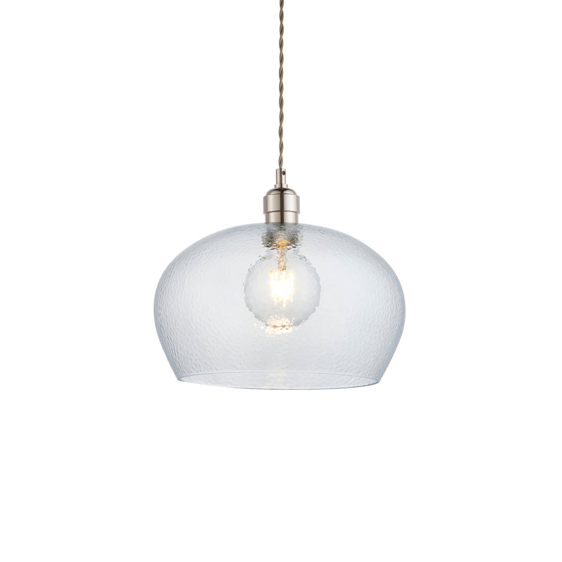 Lightologist Bright nickel plate & clear hammered glass Single Pendant Light WIN13104239