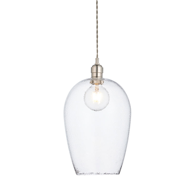 Lightologist Bright nickel plate & clear hammered glass Single Pendant Light WIN13104237