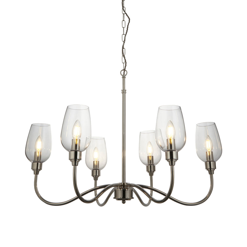 Lightologist Bright nickel plate & clear glass Multi arm glass Pendant Light WIN13103315