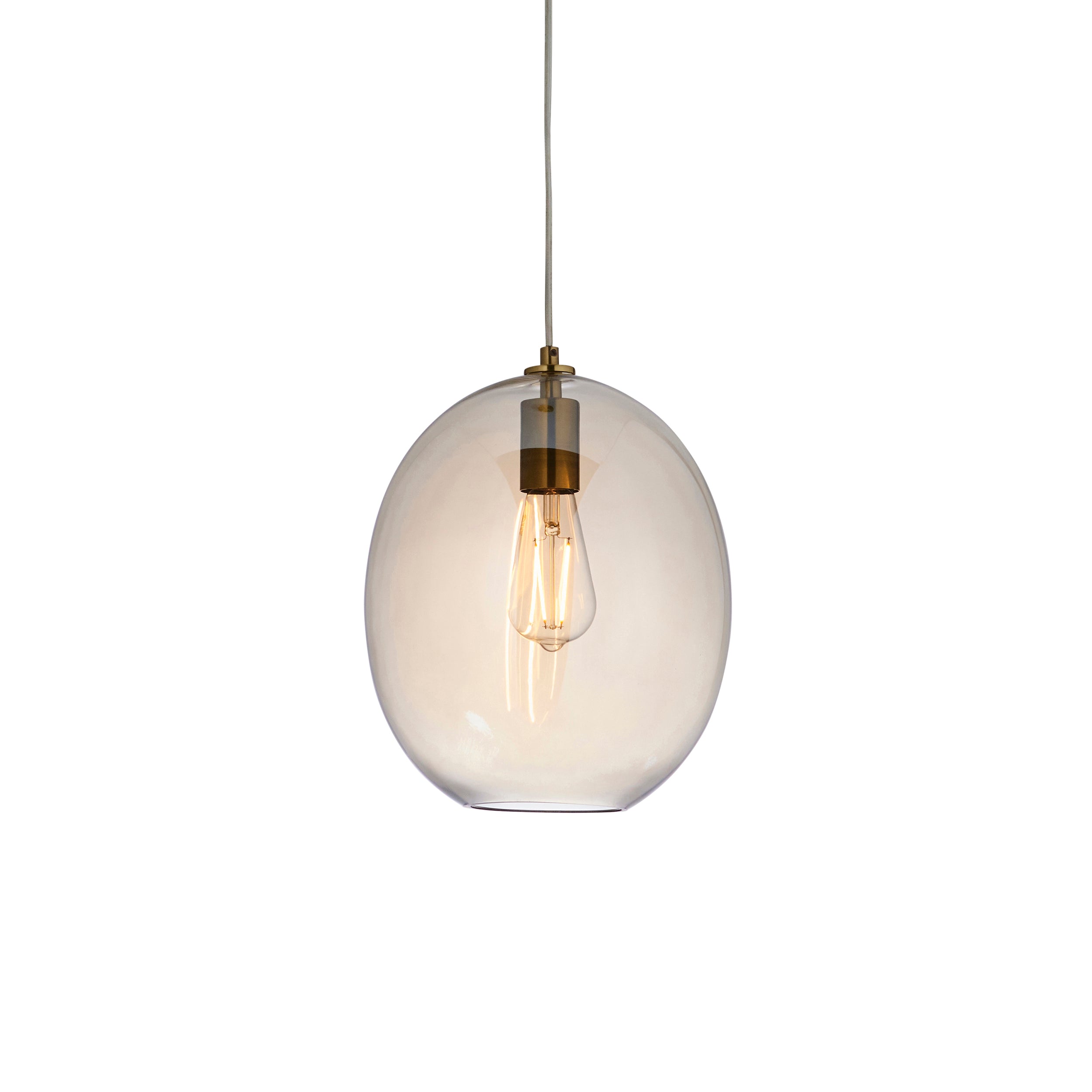Lightologist Satin brass plate & champagne lustre glass Single Pendant Light WIN13106678