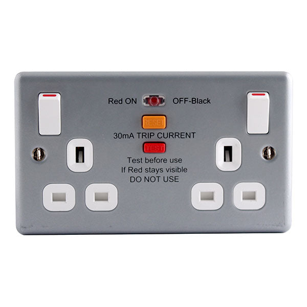 BG Metal Clad 2 Gang Switch Socket Out MC522RCD