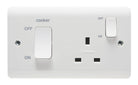 Crabtree Instinct 45A 2-Gang Dp Cooker Switch & 13A Dp Switched Socket White With Led Cr1521