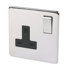 Crabtree Platinum highly polished chrome 1 Gang Socket Black Insert 7314/hpc