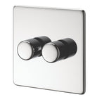 Crabtree Platinum highly polished chrome 2 Gang Dimmer Switch 400w 7400/D2hpc